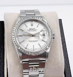 Rolex Datejust 16200 Silver Dial Diamond Bezel Stainless Steel 2005