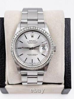 Rolex Datejust 16200 Silver Dial Diamond Bezel Stainless Steel 2005