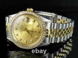 Rolex Datejust 2 Tone 36MM 18K Stainless Steel Custom Dial Diamond Watch 2.0 Ct