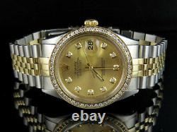 Rolex Datejust 2 Tone 36MM 18K Stainless Steel Custom Dial Diamond Watch 2.0 Ct