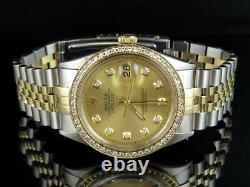 Rolex Datejust 2 Tone 36MM 18K Stainless Steel Custom Dial Diamond Watch 2.0 Ct