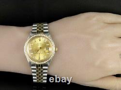 Rolex Datejust 2 Tone 36MM 18K Stainless Steel Custom Dial Diamond Watch 2.0 Ct
