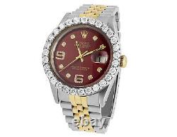 Rolex Datejust 2 Tone 36MM 18K Stainless Steel Custom Dial Diamond Watch 5.5 Ct