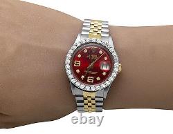 Rolex Datejust 2 Tone 36MM 18K Stainless Steel Custom Dial Diamond Watch 5.5 Ct