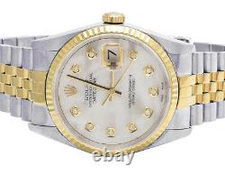 Rolex Datejust 36MM Two Tone 18K Gold/ Steel Fluted Bezel MOP Dial Diamond Watch