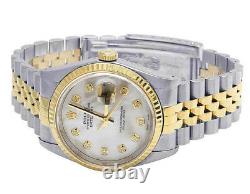 Rolex Datejust 36MM Two Tone 18K Gold/ Steel Fluted Bezel MOP Dial Diamond Watch