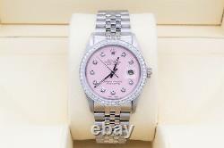 Rolex Datejust 36mm Custom 1.15ct VS Diamond Bezel & Pink Dial S/S Quickset