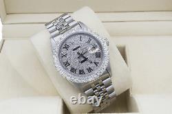 Rolex Datejust 36mm Custom 5ct Diamonds Roman Dial Automatic Quickset