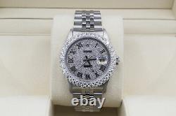 Rolex Datejust 36mm Custom 5ct Diamonds Roman Dial Automatic Quickset