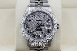 Rolex Datejust 36mm Custom 5ct Diamonds Roman Dial Automatic Quickset