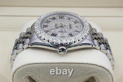 Rolex Datejust 36mm Custom 5ct Diamonds Roman Dial Automatic Quickset