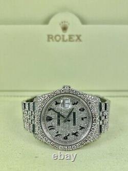 Rolex Datejust 36mm Stainless Steel Custom 16ct Iced Out Diamonds Ref 116234