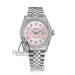Rolex Datejust 36mm Stainless Steel Metallic Pink Diamond Dial Watch