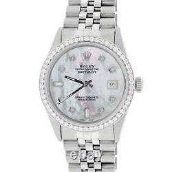 Rolex Datejust 36mm Steel Jubilee Watch with white MOP Diamond Dial & Bezel