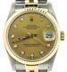 Rolex Datejust 68273 Midsize 18K Gold Stainless Steel Watch Factory Diamond Dial