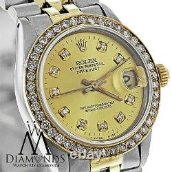 Rolex Datejust Custom Diamond Bezel & Custom Champagne Dial 2 Tone Watch