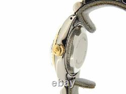 Rolex Datejust Ladies 2Tone Yellow Gold Steel Watch Black Diamond Dial 6917