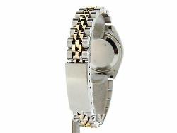 Rolex Datejust Ladies 2Tone Yellow Gold Steel Watch Black Diamond Dial 6917