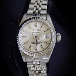 Rolex Datejust Ladies Stainless Steel Watch 18K White Gold Jubilee Silver 69174