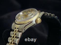 Rolex Datejust Ladies Yellow Gold Stainless Steel Watch Silver Diamond 69173