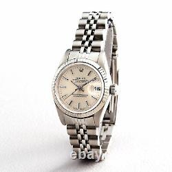 Rolex Datejust Lady Stainless Steel SS 18K White Gold Watch Jubilee Silver 69174