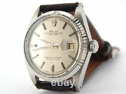 Rolex Datejust Men Stainless Steel 18K White Gold Watch Brown Silver Dial 1601