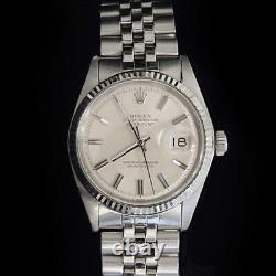 Rolex Datejust Men Stainless Steel 18K White Gold Watch Jubilee Silver Dial 1601