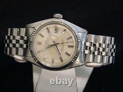 Rolex Datejust Men Stainless Steel 18K White Gold Watch Jubilee Silver Dial 1601