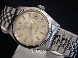 Rolex Datejust Men Stainless Steel 18K White Gold Watch Jubilee Silver Dial 1601