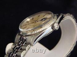 Rolex Datejust Men Stainless Steel 18K White Gold Watch Jubilee Silver Dial 1601