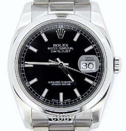 Rolex Datejust Men Stainless Steel Watch Black Dial Oyster Band New Style 116200