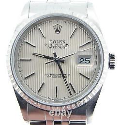 Rolex Datejust Men Stainless Steel Watch Jubilee Band Silver Tapestry Dial 16220