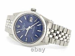 Rolex Datejust Men Stainless Steel Watch with Folded Link Jubilee Band Blue Dial