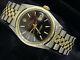 Rolex Datejust Mens 2Tone 14K Gold Stainless Steel Watch Black Dial Jubilee Band