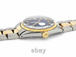 Rolex Datejust Mens 2Tone Gold & Stainless Steel Blue Vignette Diamond 1601