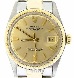 Rolex Datejust Mens 2Tone Gold & Stainless Steel Oyster Fluted Champagne 1601