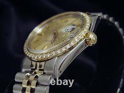 Rolex Datejust Mens 2Tone Gold / Stainless Steel Watch 1ct Diamond Bezel