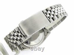 Rolex Datejust Mens SS Stainless Steel Jubilee Black Diamond Dial Watch 1603