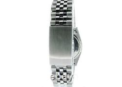 Rolex Datejust Mens SS Stainless Steel Jubilee Quickset Black Dial Watch 16030