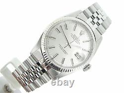 Rolex Datejust Mens Stainless Steel 18K White Gold Jubilee with Silver Dial 1601