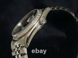 Rolex Datejust Mens Stainless Steel & 18K White Gold Watch Jubilee Black 16234
