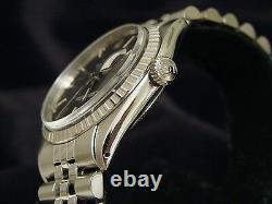 Rolex Datejust Mens Stainless Steel Jubilee Engine-Turned Black Dial Watch 1603