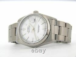 Rolex Datejust Mens Stainless Steel Oyster Watch White Dial Domed Bezel 16200