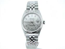 Rolex Datejust Mens Stainless Steel SS Watch Jubilee with Silver Diamond Dial 1601