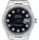 Rolex Datejust Mens Stainless Steel Watch Black Diamond with President Style Band