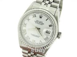 Rolex Datejust Mens Stainless Steel Watch White Roman Dial Jubilee Band 16030