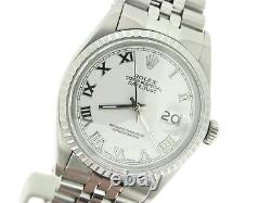 Rolex Datejust Mens Stainless Steel Watch White Roman Dial Jubilee Band 16030
