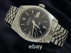 Rolex Datejust Mens Stainless Steel Watch with Black Dial and Jubilee Band 1603
