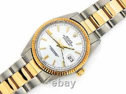 Rolex Datejust Mens Stainless Steel & Yellow Gold Watch Oyster White Dial 1601
