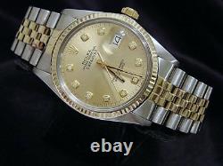 Rolex Datejust Mens Two-Tone 14K Gold & Stainless Steel Champagne Diamond 16013